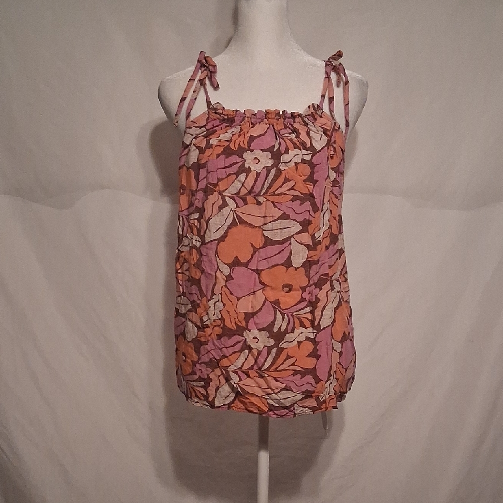 GAP Women's Camisole with Orange and Purple Floral Design
